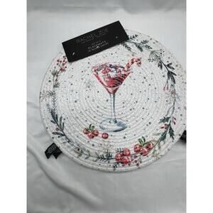 Rachel Zoe Placemats (4) MARTINI COCKTAIL COSMOS CRANBERRY 15” INCH Holiday NWT